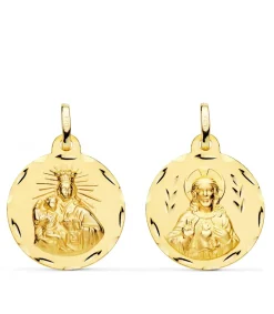 V. Carmen Y C. Jesus Oro 18K Escapulario Tallado 20Mm<Alda Joyeros Online