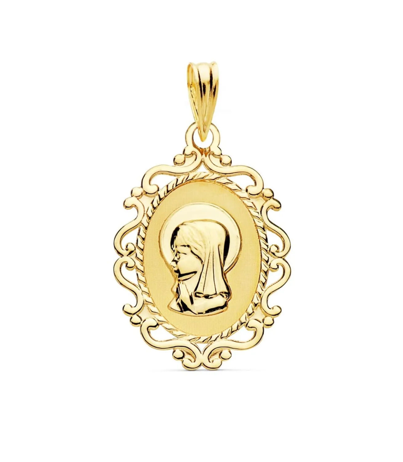 Virgen Niña Cerco Oro Amarillo 18 K 23 Mm<Alda Joyeros Cheap