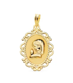 Virgen Niña Rezo Cerco Oro Amarillo 18K 23Mm<Alda Joyeros Best