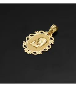 Virgen Niña Rezo Cerco Oro Amarillo 18K 23Mm<Alda Joyeros Best